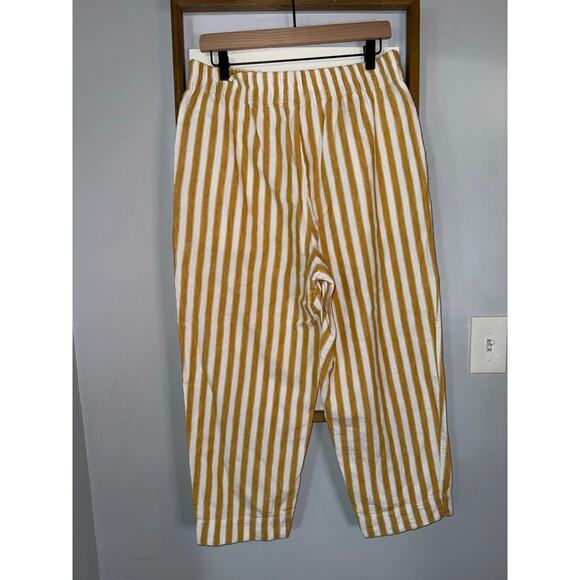 Madewell Tapered Huston Pull-On Crop Pants in Stripe yellow size large - Picture 7 of 9
